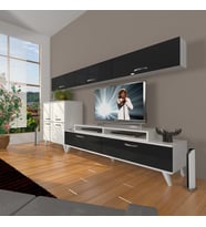 Decoraktiv Ekoflex 8 Slm Retro Tv Ünitesi Tv Sehpası (Beyaz-Siyah)