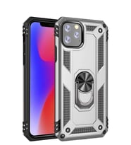 Microsonic Apple iPhone 11 Pro Max (6.5'') Kılıf Military Ring Holder (Gümüş)