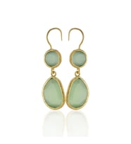 Kadir Jewellery 22 Ayar Altın Kaplama Kadın Taşlı Küpe -El İşçiliği Ve Hipoalerjenik Küpe (Açık Yeşil)