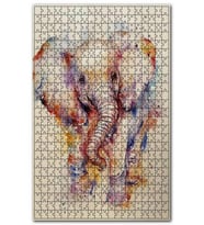 Cakapuzzle Neşeli Yavru Fil Suluboya Çizim Puzzle Yapboz MDF (Ahşap) (1000 Parça)