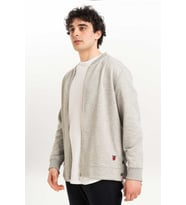 Fermuar Detaylı Erkek Bomber Sweatshirt (Gri)