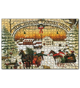 Cakapuzzle Fox Briar Çiftliği Yılbaşında İnsanlar  Puzzle Yapboz MDF (Ahşap) (500 Parça)