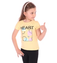 Toontoy Kız Bebek Heart Baskılı Tişört (Sarı)