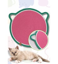 Jüt Kedi Matı, Evcil Hayvan Mama Paspası, Dekoratif Hasır Paspas (Fuşya)