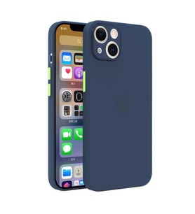 iPhone 13 Kılıf Ultra İnce Mat Kamera Korumalı Silikon (Mavi)