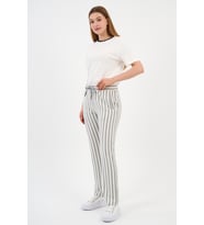 ALEXANDERGARDI ÇİZGİLİ BELİ BAĞCIKLI EŞOFMAN (E24-00253-WN) (Beyaz-Gri)