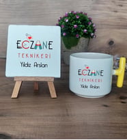 Eczane Teknikeri Hediye Seti Kupa Bardak T Kulplu ve Dekoratif Taş Eczacılar Günü Tıp Bayramı Hediyesi (Model 5)