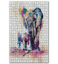 Cakapuzzle Anne Fil ve Yavrusu Dijital Suluboya Puzzle Yapboz MDF (Ahşap) (1000 Parça)