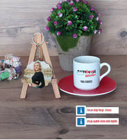 Radyoloji Teknikeri Türk Kahvesi Fincanı Ahşap Altlıklı ve Fotoğraflı Ahşap Anahtarlık Hediye (Model 3)