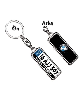 Kişiye Özel Bmw Logo Tema Plaka Anahtarlık (Gümüş)