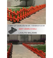 Dekoratif Plastik Alan Oluşturma ve Bahçe Çiti 1 ADET ÇİT (Y: 32 CM / G: 55 CM) SERT ZEMİN AYAKLI (Kahverengi)