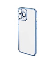 Vendas iPhone 14 Pro Uyumlu (14 Pro) Pilas Serisi Elektroplated Sert PC Renkli Çerçeveli Silikon Kılıf (Mavi)