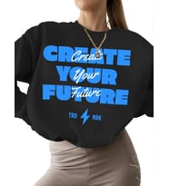 3 iplik şardonlu erkek kadın Bej kalın unisex Sweatshirt bisiklet yaka Sweatshirt Geleceğinizi (Siyah)