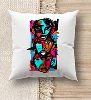 BK Gift Modern Art Tasarımlı Beyaz Kırlent Yastık, Ev Hediyesi, Ev Dekorasyonu, Dekoratif Hediye (Model 7)