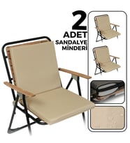 XPERMATE 2'li Arkalıklı Sandalye Minderi Fermuarlı 40x40 Sırtlıklı Sandalye Minderi Bağcıklı (Bej)