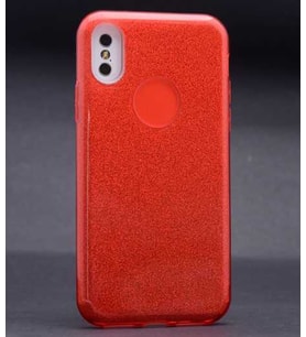 Uyumlu Model Apple iPhone X Kılıf Simli Parlak Shining Kapak (Kırmızı)