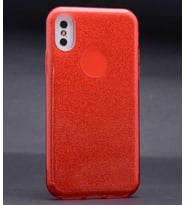 Uyumlu Model Apple iPhone X Kılıf Simli Parlak Shining Kapak (Kırmızı)
