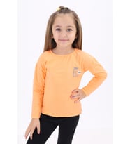 Toontoy Kız Çocuk Baskılı Tişört (Oranj)