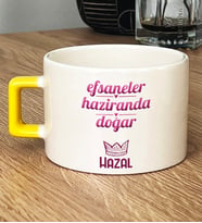 Kişiye Özel İkizler Yengeç Burcu Hediye Lüks Fincan Doğum Günü Hediyesi (Sarı)