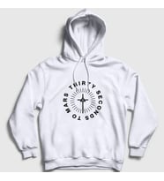 Presmono Unisex Gri Circle 30 Seconds To Mars Kapüşonlu Sweatshirt 171723tt (Beyaz)