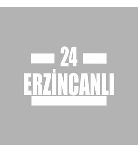 24 Erzincanlı Araba Sticker siyah 16x9 CM (Beyaz)