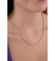 14 Ayar Altın Sıralı Dorika Top Kolye (Beyaz)