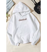 Classical Baskılı Oversize Sweatshirt (Beyaz)