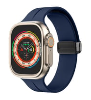 Apple Watch 49mm Ultra Seri Uyumlu Coastal Manyetik Tokalı Silikon Kordon (Lacivert)