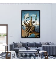 Metal Çerçeveli Cam Poliklinik Tablosu Salvador Dali Silüet (Siyah)