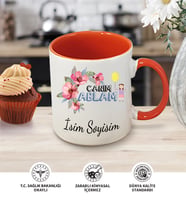 Abla Temalı Kişiye Özel İsim ve Fotoğraf Baskılı Kupa Bardak No:001 (Turuncu)