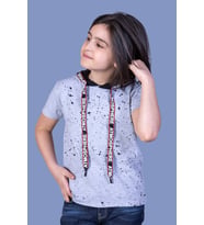 Toontoy Erkek Çocuk Kapüşonu Şeritli Tişört ( Gri-Melanj)