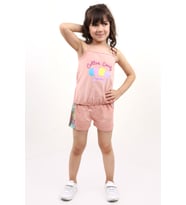 Toontoy Kız Bebek Baskılı Şortlu Takım (Koyu Pudra)