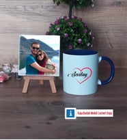 Sevgiliye Hediye Fotoğraflı Dekoratif Taş, Kupa Bardak Beyaz Hediye (Model 3)
