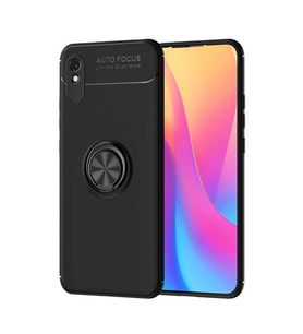 Xiaomi Redmi 9A Kılıf Yüzüklü Magnetli Ravel Case (Siyah)