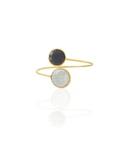 Kadir Jewellery 22 Ayar Altın Kaplama Ayarlanabilir İnci Bilezik (Siyah)
