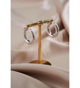 HALKA BORU KÜPE SADE MODEL GOLD VE GÜMÜŞ RENK 925 AYAR GÜMÜŞ KÜPE (Gümüş)