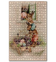 Cakapuzzle Paskalya Kartı Tavşanlar Çiçekler Görseli Puzzle Yapboz MDF (Ahşap) (500 Parça)