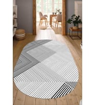 Dijital Baskılı Kaymaz Taban Yıkanabilir Oval Salon Halısı Mutfak Halısı Yolluk NDO-SD-532 (Çok Renkli)