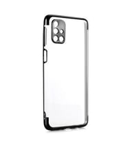 Galaxy M31S Kılıf İnce Köşeleri Renkli Şeffaf Silikon (Siyah)