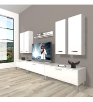 Decoraktiv Eko 8d Slm Krom Ayaklı Tv Ünitesi Tv Sehpası (Beyaz)