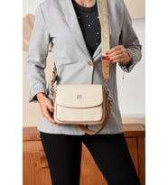 Just Polo Yeni Sezon Kolon Askılı 4 Bölmeli Kadın Omuz Çantası 21x16cm PBU2174 (Krem)