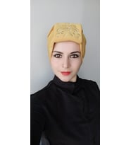 Kadın Şal Desen Bone (Hardal)