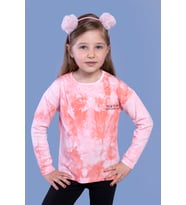Toontoy Kız Çocuk Batik Desenli Tişört (Somon)