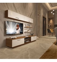 Decoraktiv Eko 5B Mdf Dvd Tv Ünitesi Tv Sehpası - Parlak Beyaz (Beyaz - Kahverengi)