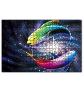 Cakapuzzle İki Balık Işık Demetleri Arasında  Puzzle Yapboz MDF (Ahşap) (255 Parça)