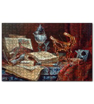 Cakapuzzle Eski Kitaplar Kum Saati Dürbün ve Usturlab  Puzzle Yapboz MDF (Ahşap) (1000 Parça)