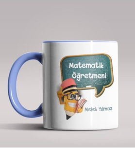 Kişiye Özel Matematik Öğretmeni Tasarımlı Siyah Renk Kupa 15 (Mavi)