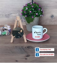 Öğretim Üyesi Türk Kahvesi Fincanı Ahşap Altlıklı ve Fotoğraflı Ahşap Anahtarlık Hediye Öğretmenler Günü Hediyesi (Model 6)