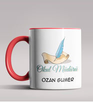 Kişiye Özel Okul Müdürü Tasarımlı Siyah Renk Kupa Bardak 3 (Kırmızı)