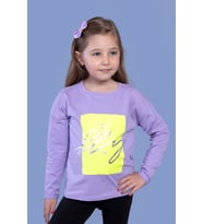 Toontoy Kız Çocuk  Baskılı Tişört (Lila)